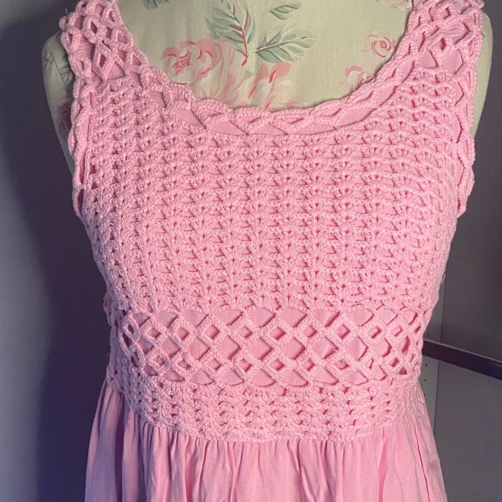 love, Fire Pink Crochet Bodice Casual Girls Dress